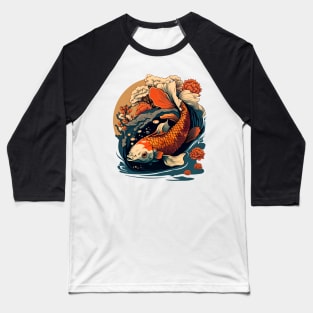 Koi carp fish in old asian style Baseball T-Shirt